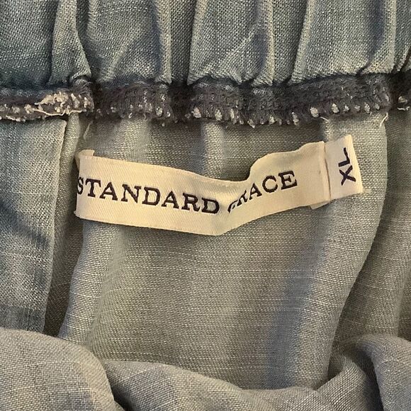 DENIM Blue HIGH-LOW EMBROIDERED LACED SLEEVES OFF-ON OPEN SHOULDER TOP﻿ - Picture 15 of 15